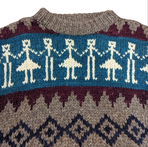 VTG Indigenous Sweater Nordic Print 100% Wool Pullover Sz XL  made in Ecuador - Picture 8 of 10